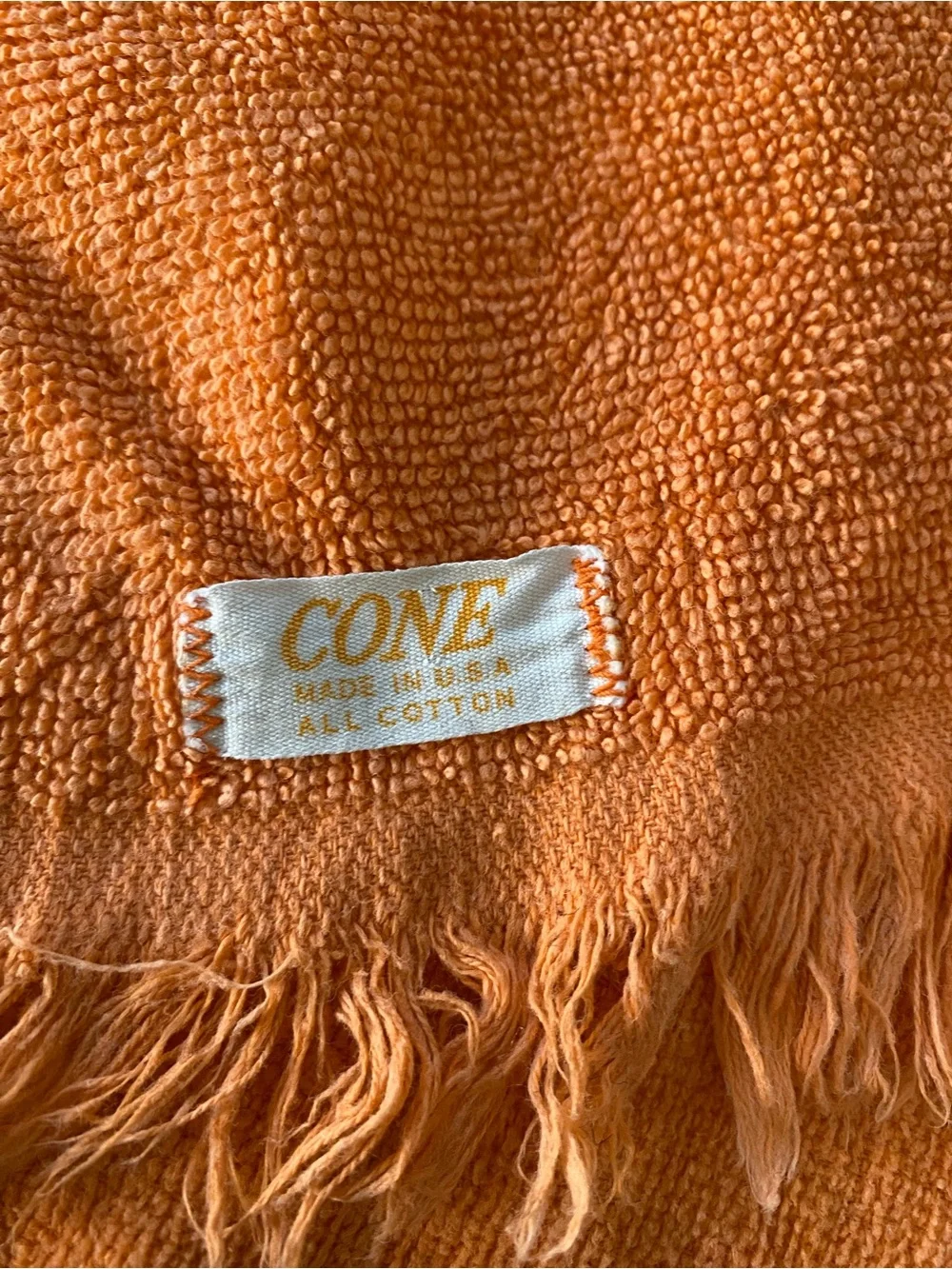 Vintage MCM Mid Century Cannon Orange Hand Towel and Bath Towel Set